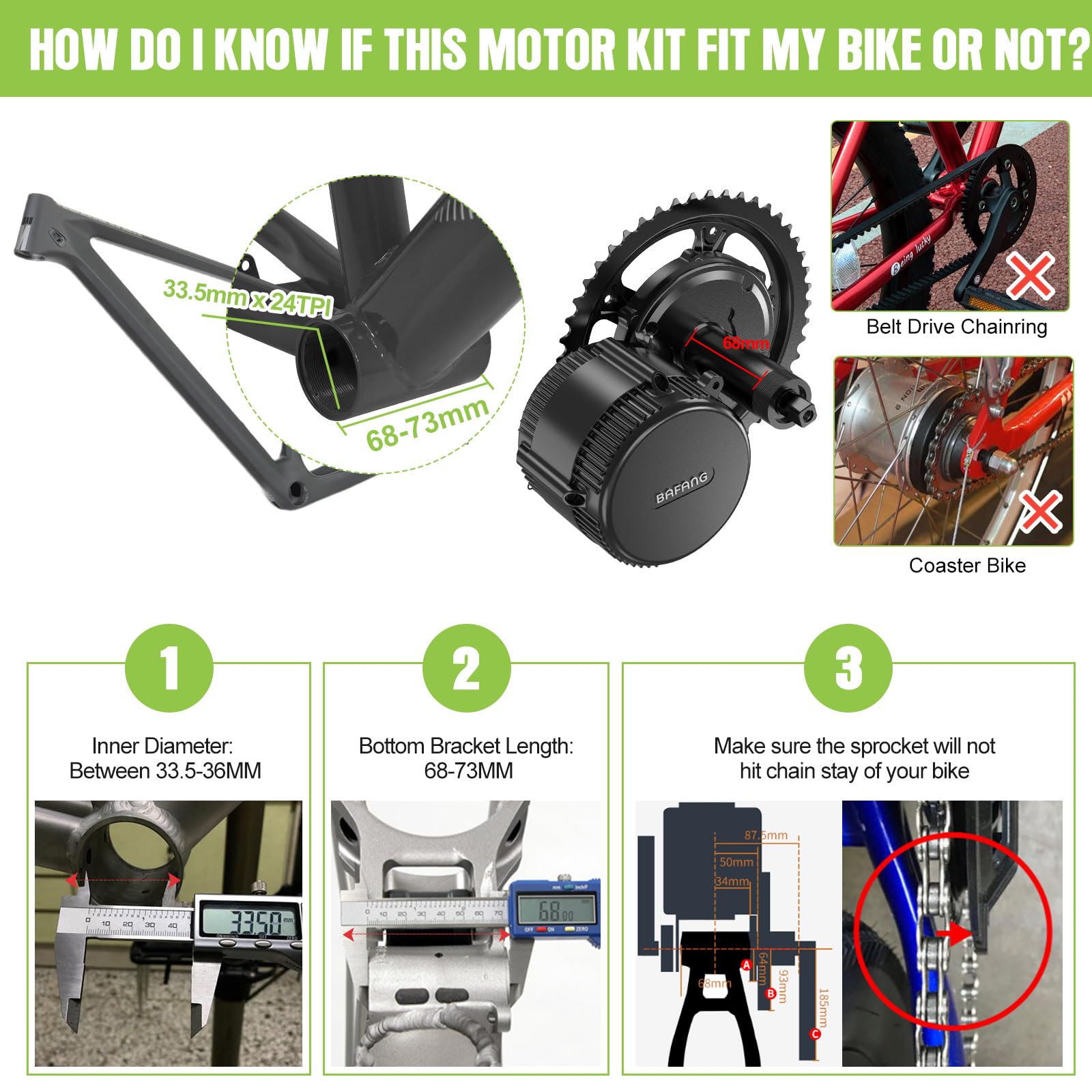 Amazon.com: BAFANG 1000W Mid Drive Kit BBS03 BBS-HD 48V 52V Ebike